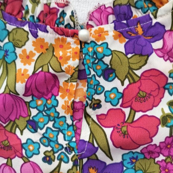 DAZIGN BLOUSE Short Sleeve White Floral Large Spring Flowy Romantic Office Core - Picture 4 of 9